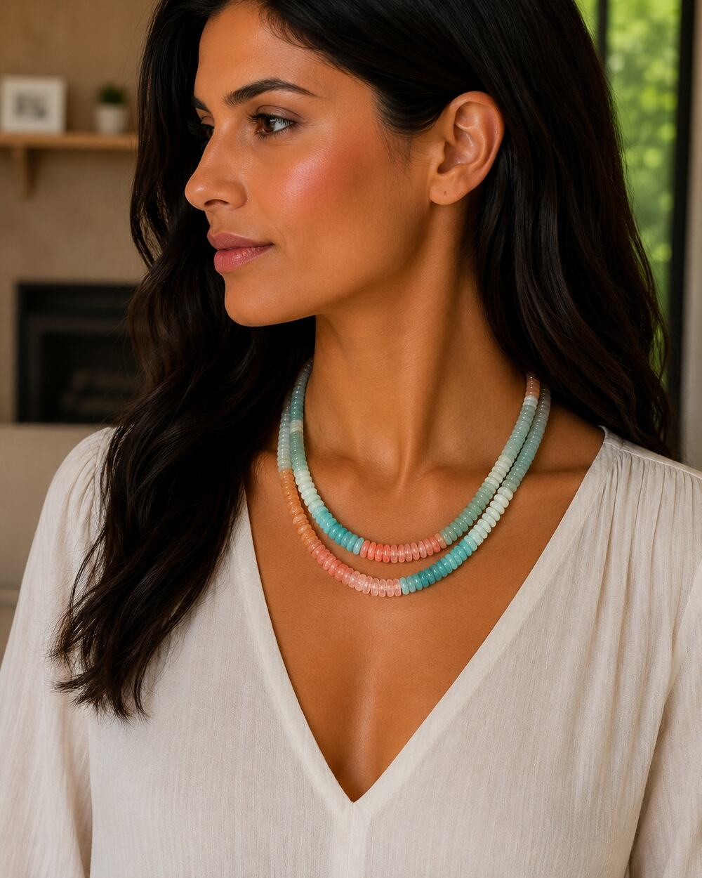 Navajo Mary W Roanhorse 'Painted Desert' Necklace Set